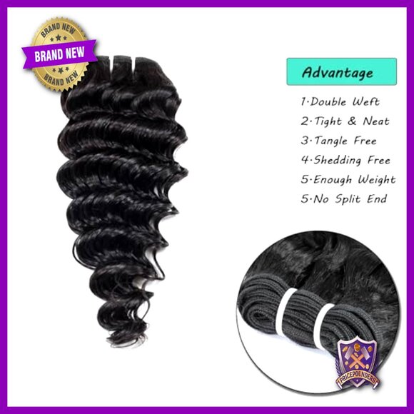 Deep Wave Human Hair Extensions 4 Bundles 12 Inch Virgin Hair main image 4